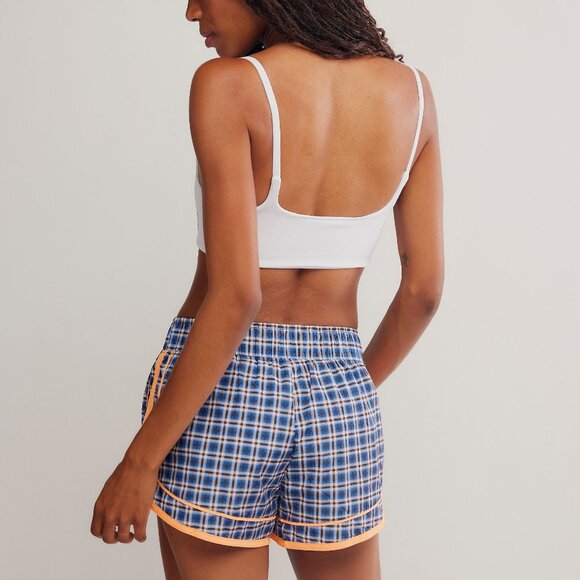 🆕 FP MOVEMENT Varsity Blues Printed Shorts / Plaid Neon Clementine - Picture 6 of 7